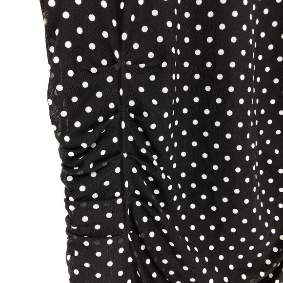 Le Chateau Black white Polka Dot short sleeve ruched NWT Dress Size Large - Picture 11 of 16